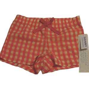 NWT Old Navy orange & offwhite checkered boxer pajama shorts